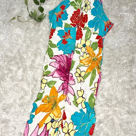 Cache Bodycon Ruched Floral Dress with Keyhole Size Medium - Picture 3 of 10